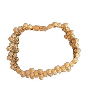 Gold Tone Vintage Beaded Look Bracelet Gold Jewelry Accessory 7”
